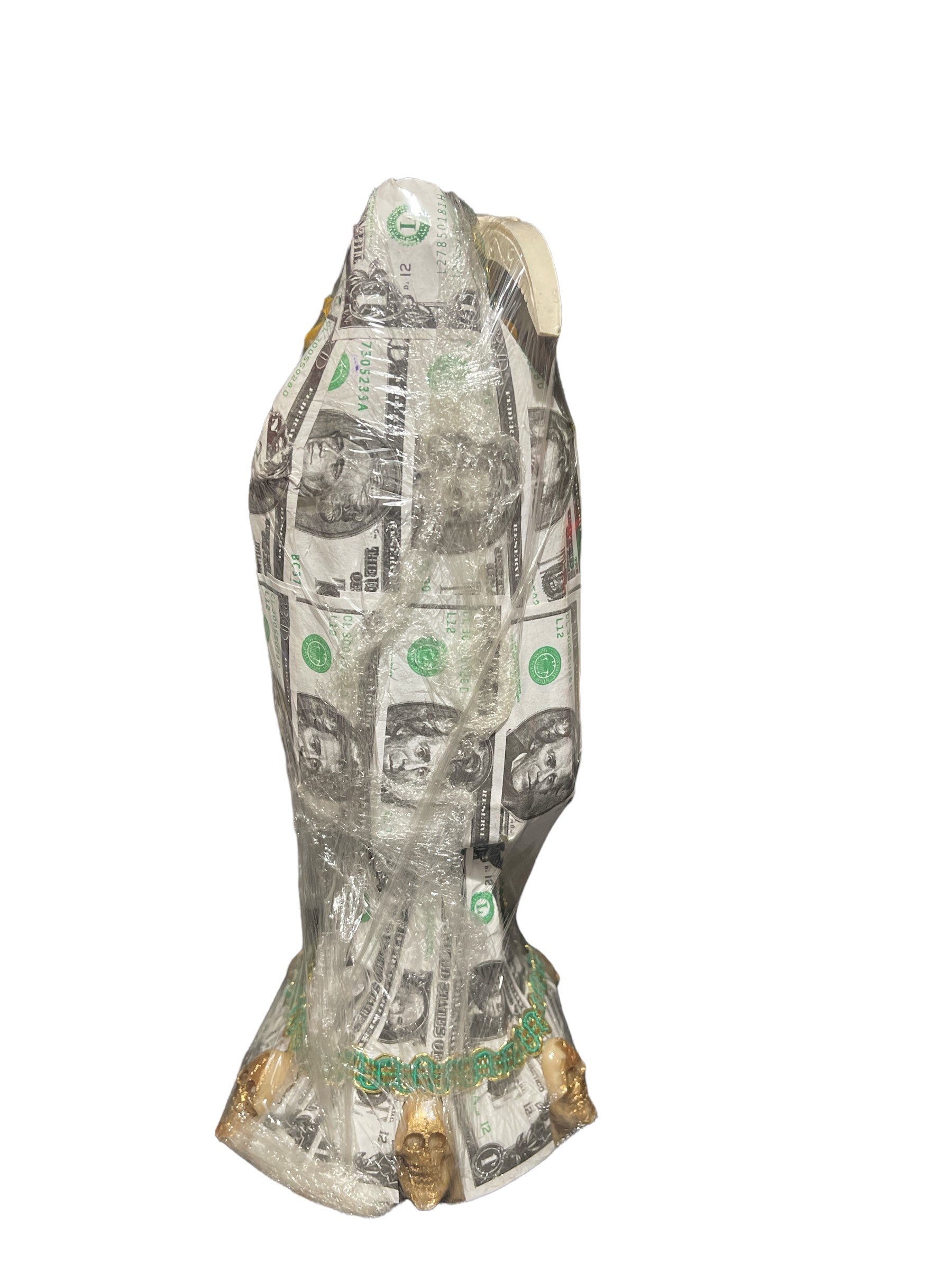 Sacred Santa Muerte Money Statue - 13 Tall, Fixed and Blessed for Abundance and Fortune