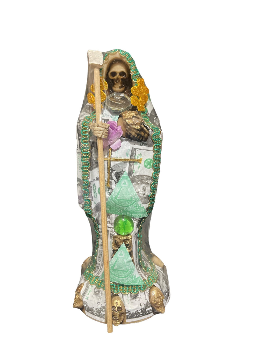 Sacred Santa Muerte Money Statue - 13 Tall, Fixed and Blessed for Abundance and Fortune