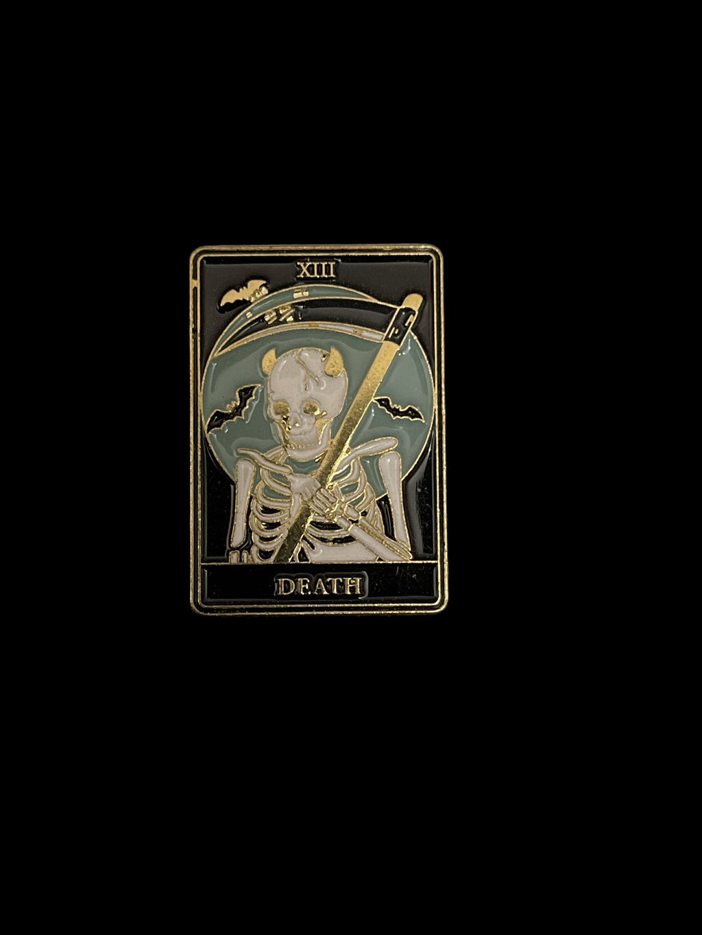 Santa Muerte Pin for Your Clothes: Embrace the Dark Side with this Unique and Eye-catching Accessory.