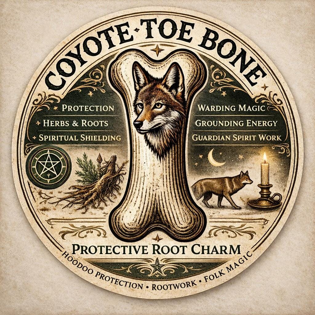 Coyote Toe Bone w/ Info & Instructions