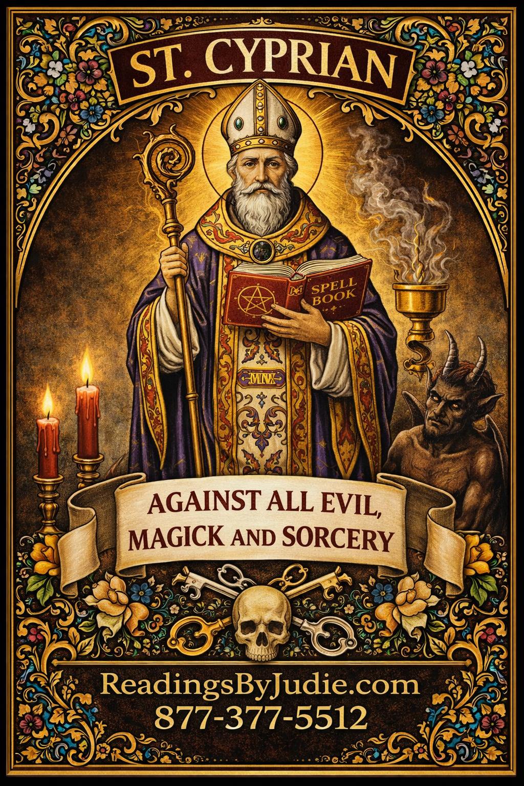 St. Cyprian Blessed Candle – Protection, Wisdom & Spiritual Authority