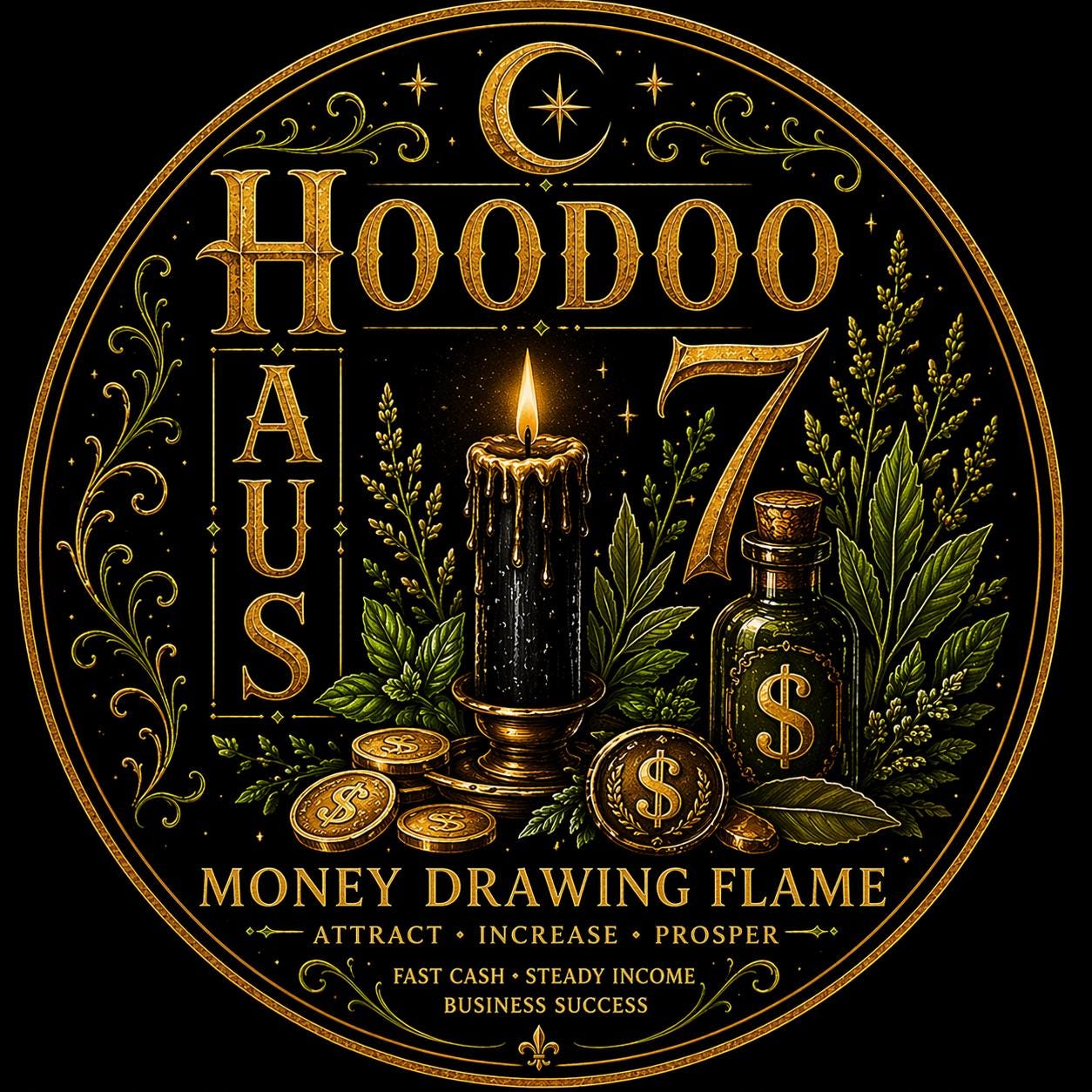 Hoodoo Haus 7 Money Drawing Flame Candle Prosperity • Abundance • Intention Setting